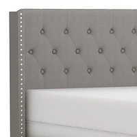 Modern Fabric Upholstered 60" Queen Bed in Grey