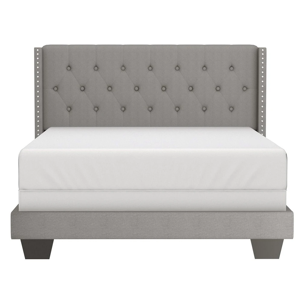 Modern Fabric Upholstered 60" Queen Bed in Grey