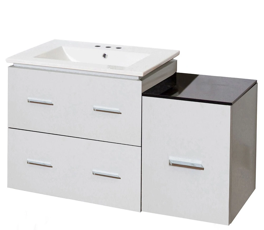 American Imaginations 59-in. W Floor Mount White Vanity Set For 1 Hole Drilling Beige Top White UM Sink AI-18834