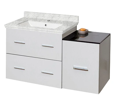 American Imaginations 59-in. W Floor Mount White Vanity Set For 3H8-in. Drilling Bianca Carara Top White UM Sink AI-18836