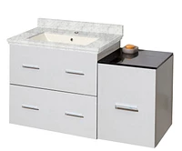 American Imaginations 59-in. W Floor Mount White Vanity Set For 3H8-in. Drilling Beige Top Biscuit UM Sink AI-18837