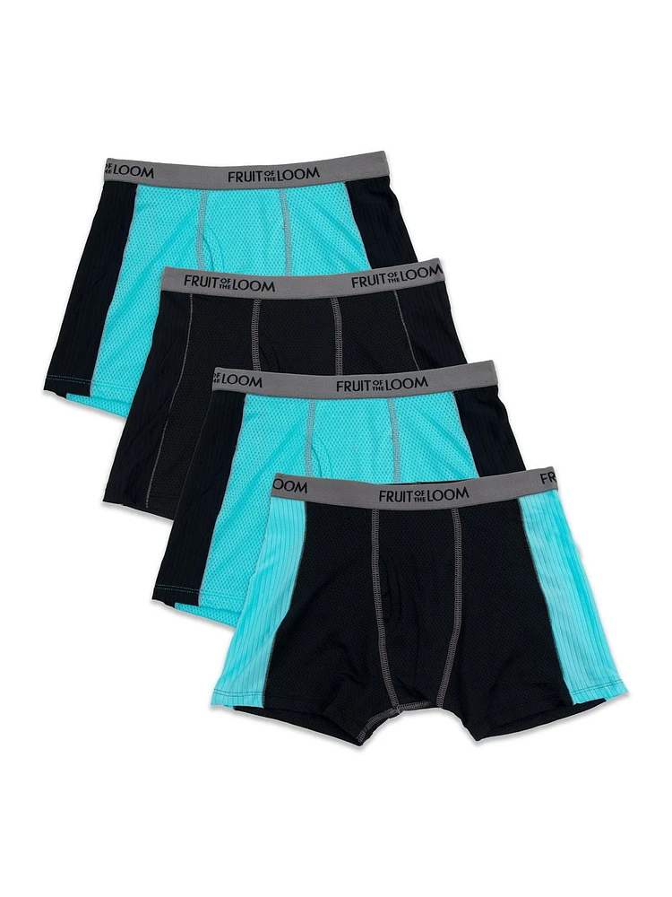 Boys' Breathable Flex Boxer Briefs, Pack of 4, Sizes S-XL