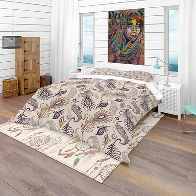 Designart Pattern with Red Roses Modern & Contemporary Duvet Cover Set