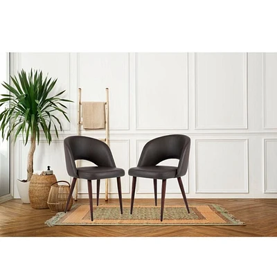 Exetive Dining chair, Modern dining chair with PU upholstery and black walnut metal frame(faux wood).<br>Dimension: 30"H (SH 18.5) x 19.5"W x 22.5"D<br>Seat: 19.5"W x 20"D