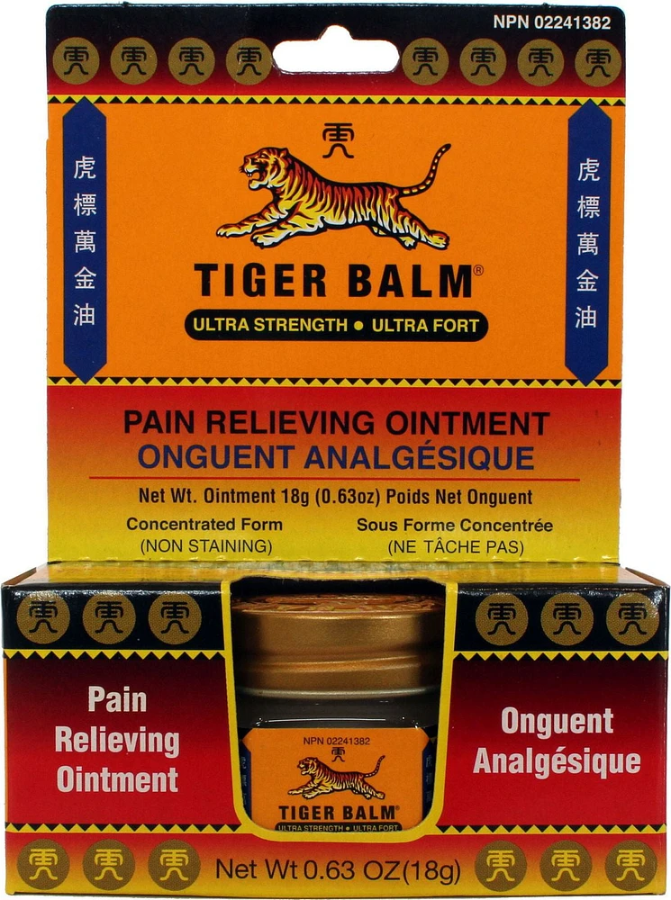 Tiger Balm Pain Relieving Ointement , Ultra Strength, 18 g, Superior relief for joint and Muscle strains.