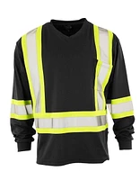 Forcefield Hi Vis V-Neck Long Sleeve Safety Tee, Sizes M-2XL