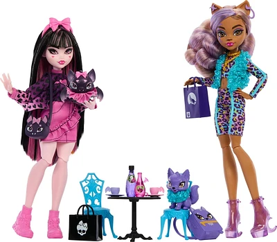 Two Monster High Dolls with Two Pets, Draculaura and Clawdeen Wolf