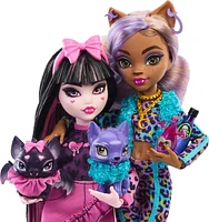 Two Monster High Dolls with Two Pets, Draculaura and Clawdeen Wolf