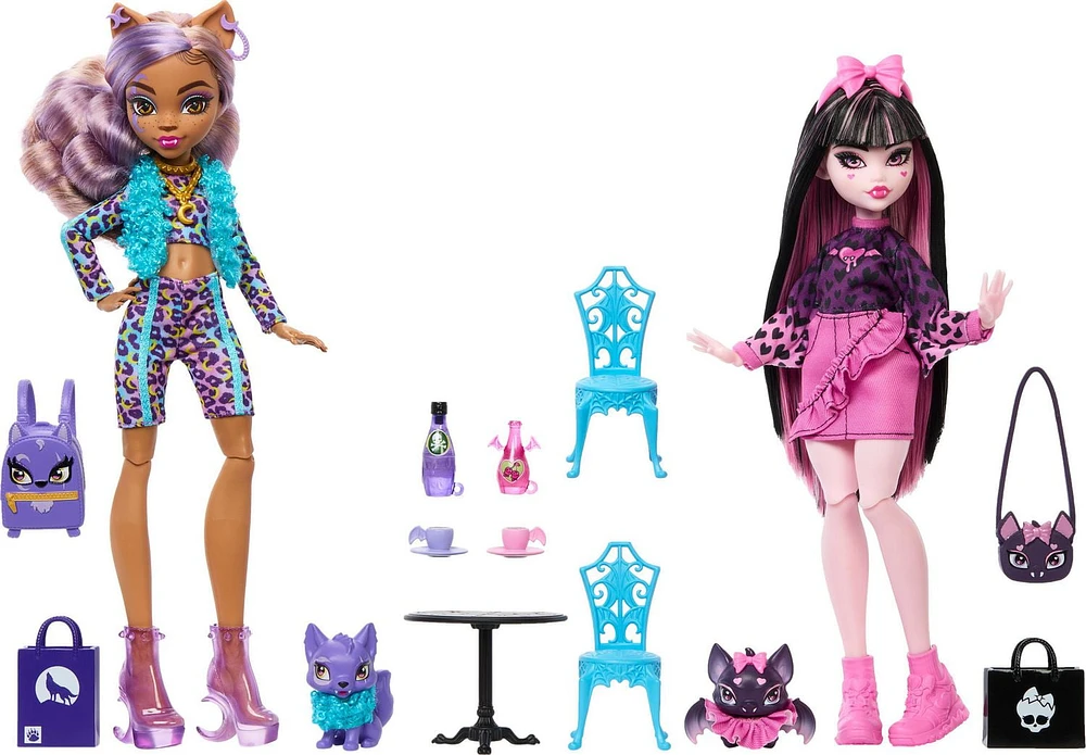 Two Monster High Dolls with Two Pets, Draculaura and Clawdeen Wolf