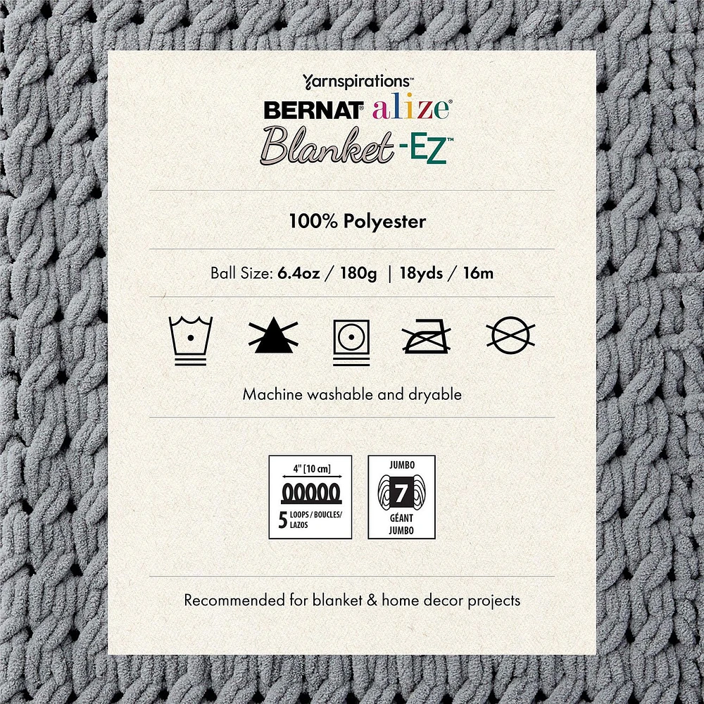 Bernat® Alize® Blanket-EZ™ Yarn, Polyester #7 Jumbo, 6.4oz/180g