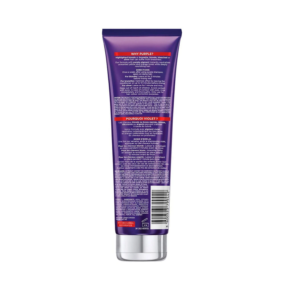 L’Oreal Paris Hair Expertise Color Radiance Purple Conditioner, Neutralizes Unwanted Yellow And Orange Tones
