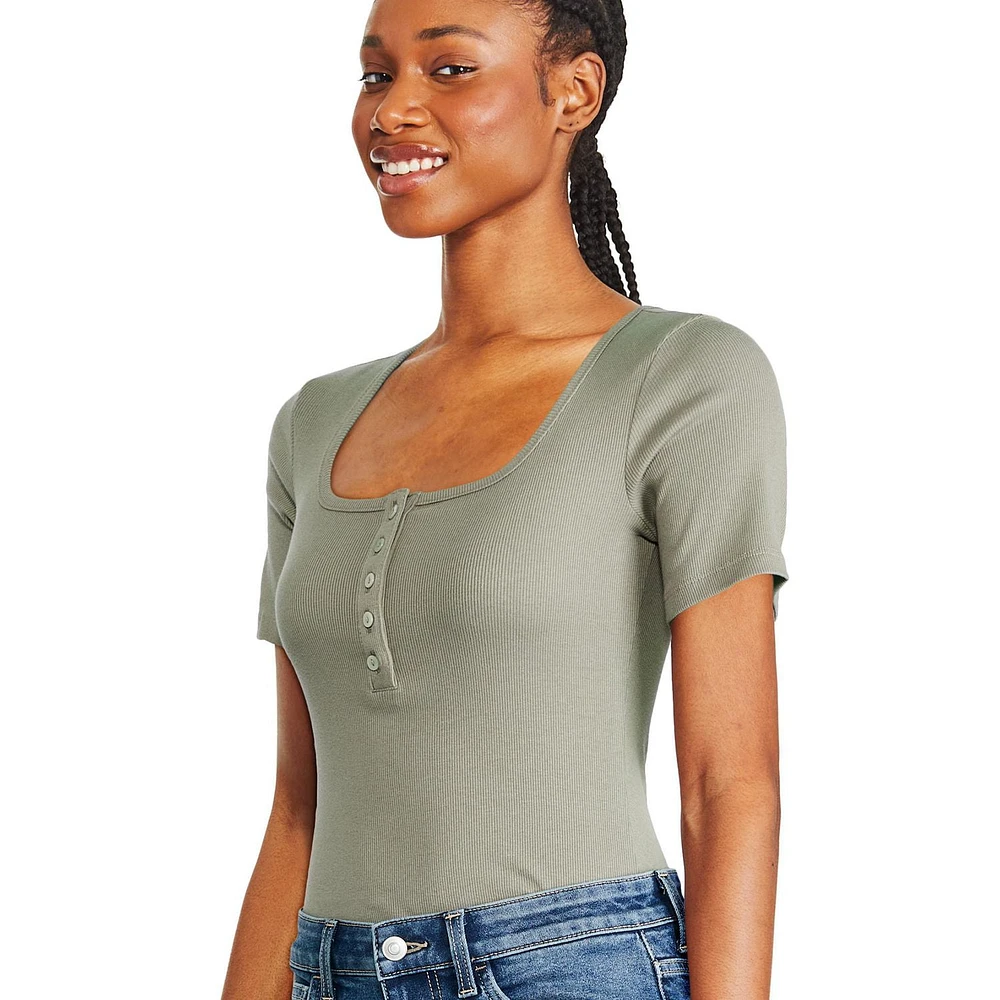 George Women's Henley Bodysuit, Sizes XS-XXL