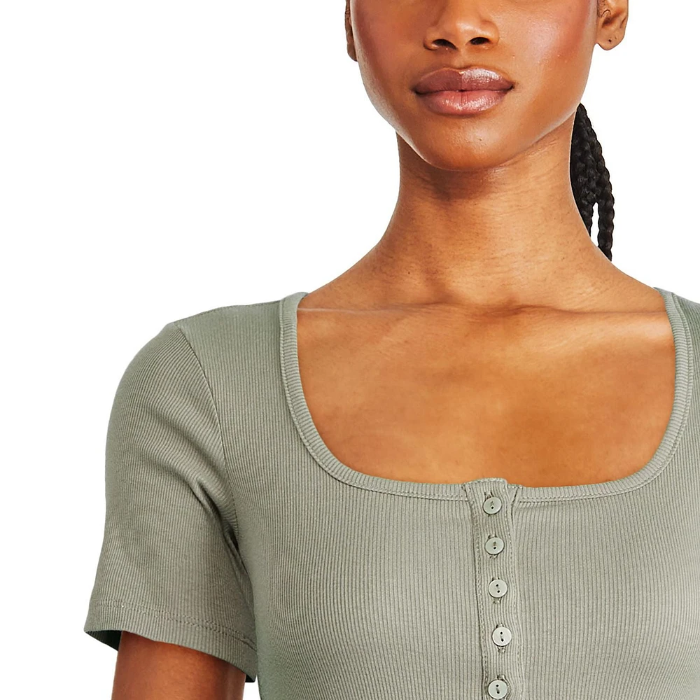 George Women's Henley Bodysuit, Sizes XS-XXL