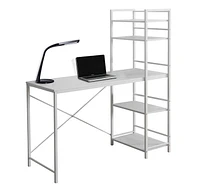 Monarch Specialties Computer Desk, Home Office, Laptop, Storage Shelves, 48"l, Work, Metal, Laminate, White, Contemporary, Modern