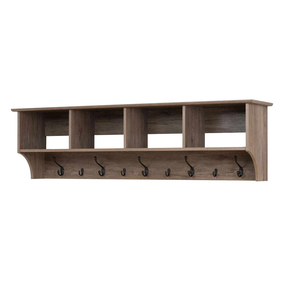 Prepac 60" Wide Hanging Entryway Drifted Gray Shelf