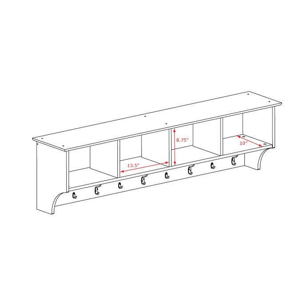 Prepac 60" Wide Hanging Entryway Drifted Gray Shelf