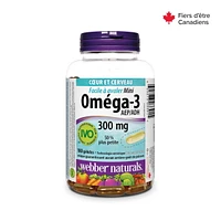 Webber Naturals® Omega-3 Mini Easy Swallow, 300 mg, 180 Clear Enteric Softgels