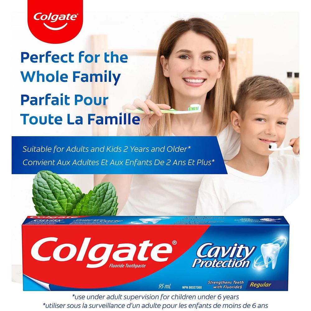 Colgate Cavity Protection Fluoride Toothpaste, Regular, 95 mL