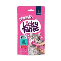 BONKERS Licky Tubes, Wet Tasty Tuna Flavored Cat Treats, 4 Tubes, Licky Tubes Wet Cat Treats Tuna Recipe 4 Pack