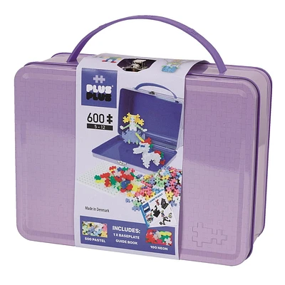 Plus-Plus -  Metal Case - 600 Pieces - Creative Building and Construction Set - Pastel Colors in a Travel Suitcase Box - Kids 5 to 12 Years  - 600pcs