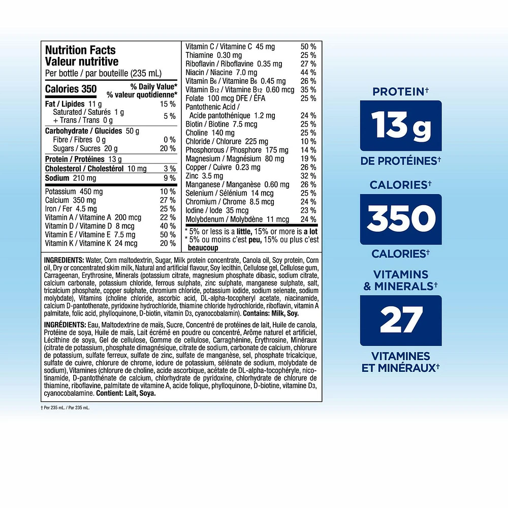 Ensure Plus Calories, Supplément Nutritionnel, Pour Aider À Atteindre Ou À Maintenir Un Poids Santé, Fraise, 6 Bouteilles De 235 mL calories Ensure Plus
