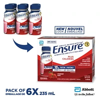 Ensure Plus Calories, Supplément Nutritionnel, Pour Aider À Atteindre Ou À Maintenir Un Poids Santé, Fraise, 6 Bouteilles De 235 mL calories Ensure Plus