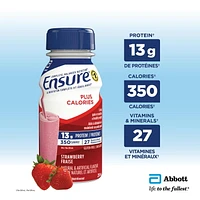 Ensure Plus Calories, Supplément Nutritionnel, Pour Aider À Atteindre Ou À Maintenir Un Poids Santé, Fraise, 6 Bouteilles De 235 mL calories Ensure Plus