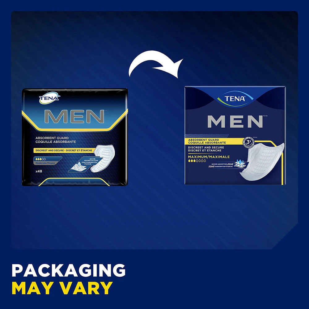TENA Coquilles absorbantes contre l’incontinence masculine - Absorption moyenne 48 unités