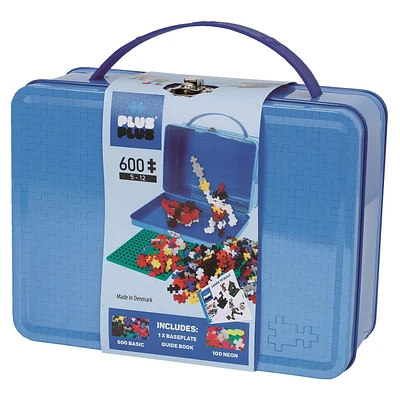 Plus-Plus - Metal Case - 600 Pieces - Creative Building and Construction Set - Basic Colors in a Travel Suitcase Box - Kids 5 to 12 Years