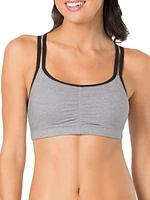 Fruit of the Loom Soutien-gorge de sport en coton à bretelles spaghetti pour femme, lot 3 Tailles 34, 36, 38, 40