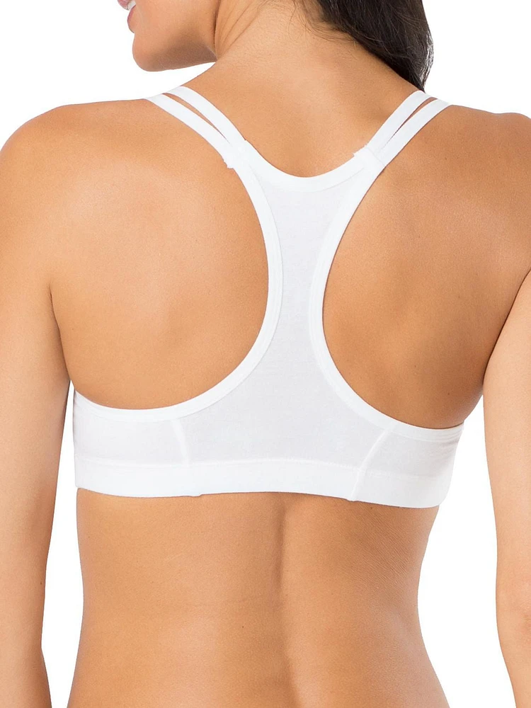Fruit of the Loom Soutien-gorge de sport en coton à bretelles spaghetti pour femme, lot 3 Tailles 34, 36, 38, 40