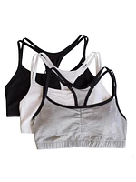Fruit of the Loom Soutien-gorge de sport en coton à bretelles spaghetti pour femme, lot 3 Tailles 34, 36, 38, 40
