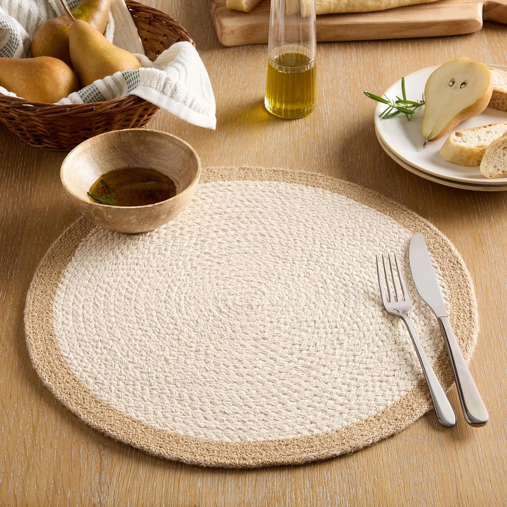 Home Trends Braided Cotton and Jute Placemat, Spot treat