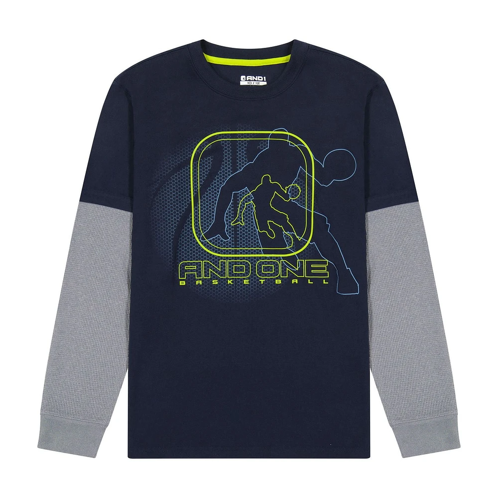 AND1 Boys Fade Away Long Sleeve Graphic Tee