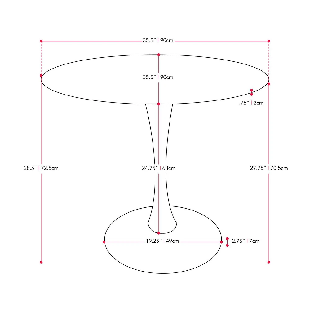 Table de bistro ronde en faux bois effet marbré blanc Ivo