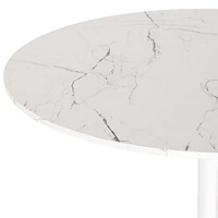 Ivo White Marbled Effect Faux Wood Round Pedestal Bistro Table