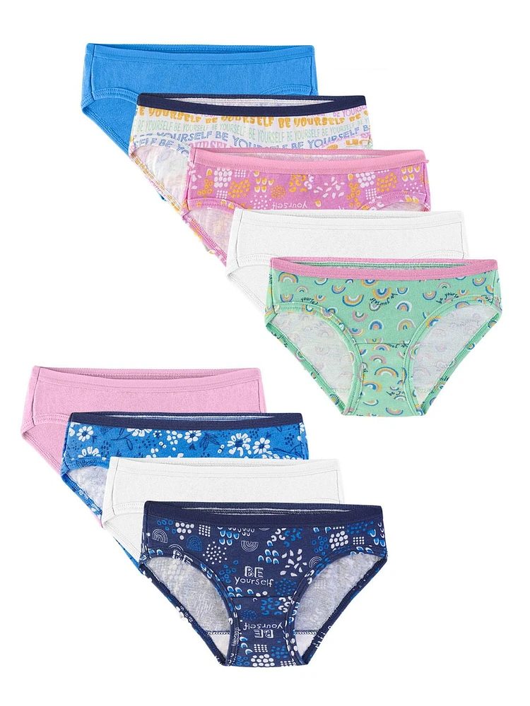 Fruit of the Loom Girls 100% Ringspun Cotton Hipster Underwear, 9-Pack, Sizes 6 to 16