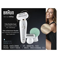 Braun Silk-épil 9 Flex 9-020 - Epilator for Women with Flexible Head for Easier Hair Removal, White/Gold