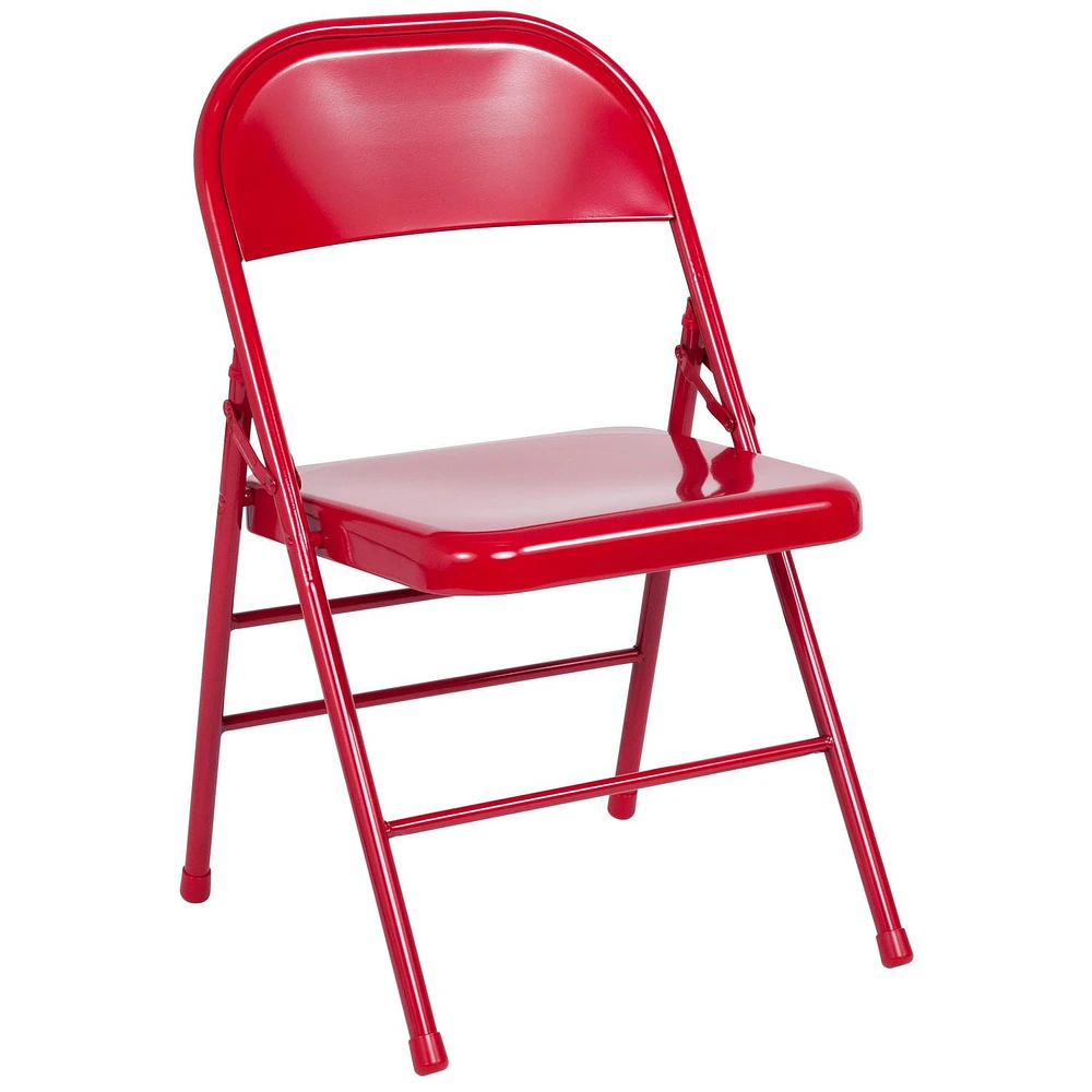 Flash Furniture Hercules Series Triple Braced & Double Hinged Red Metal Folding Chair