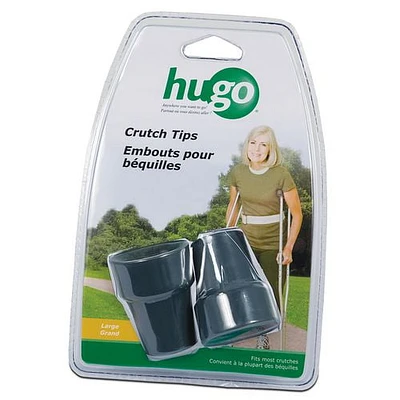 Hugo Gray/Black Rubber Contoured Crutch Tips, Pair, Large