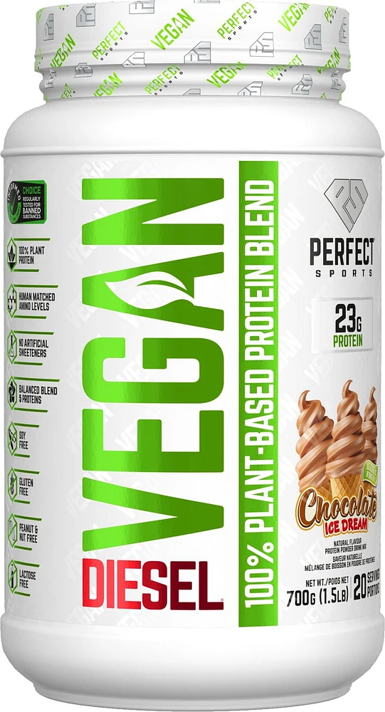 PERFECT Sports - DIESEL Vegan 100% Plant-Based Protein Powder, Chocolate Ice Dream Protein (700g)