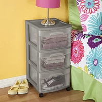 Sterilite 3 Drawer Cart - Grey, 1 Unit, Gray