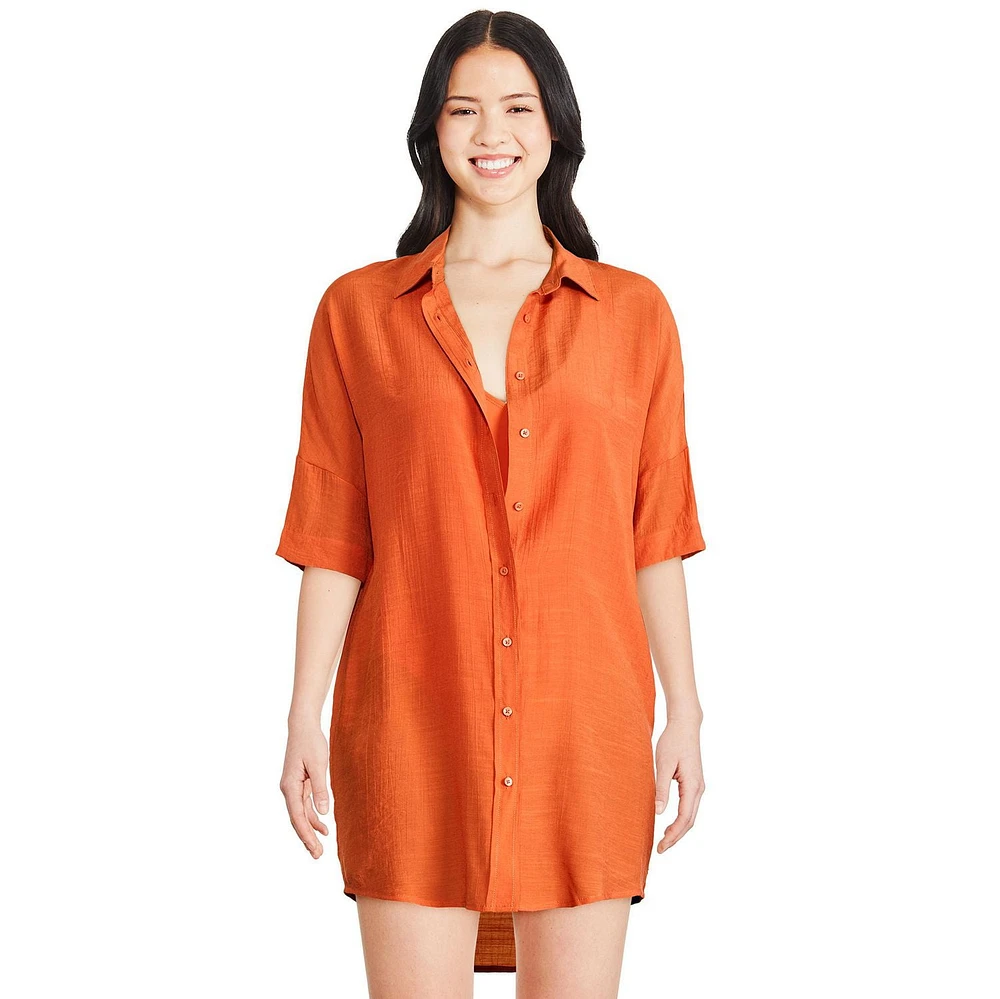 George Women's Long Button-Up Shirt, Sizes XS-XXL