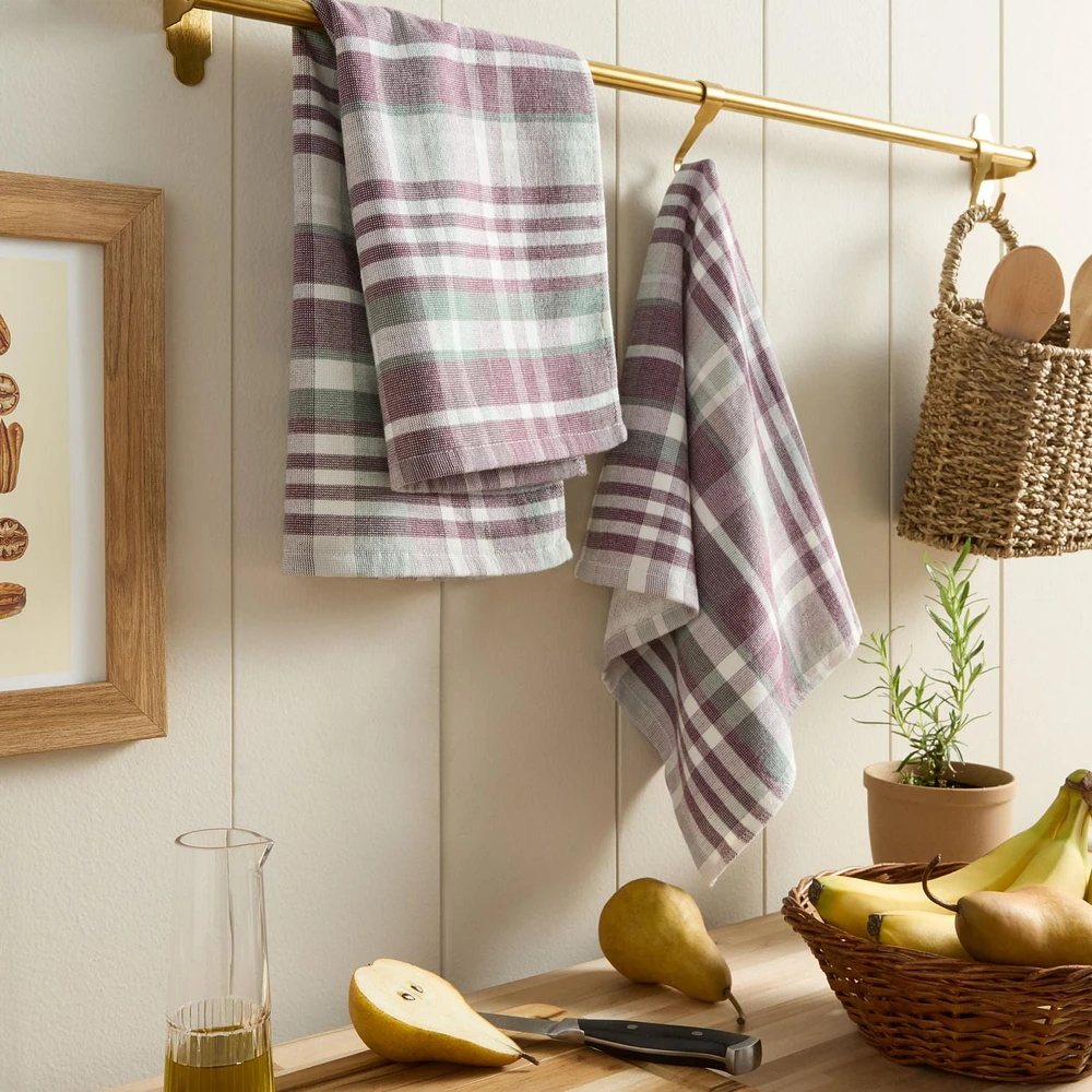 Home Trends Yarn Dye Plaid Kitchen Towel Set, 2 Pieces, Machine washable