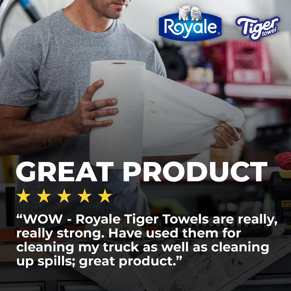Essuie-tout Tiger Towel de Royale, 12 grands roul.=18 roul. ordinaires
