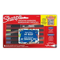 Sharpie Creative Markers, Water-Based Acrylic Markers, Brush Tip, Assorted Colours, 5 Count