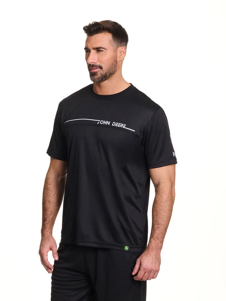T-shirt à manches courtes et empiècement interlock John Deere pour hommes