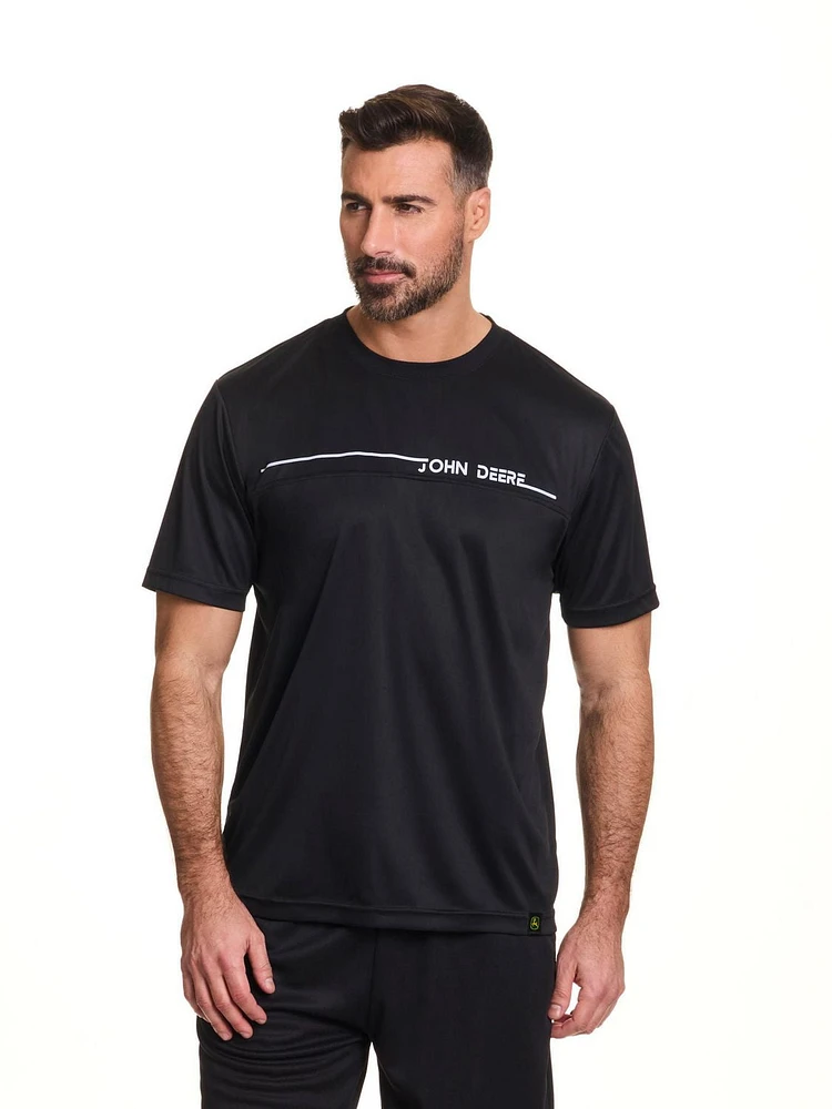 T-shirt à manches courtes et empiècement interlock John Deere pour hommes