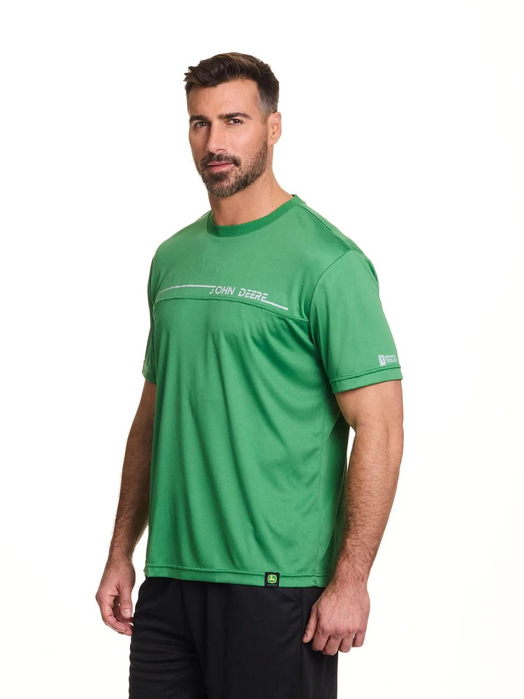 T-shirt à manches courtes et empiècement interlock John Deere pour hommes