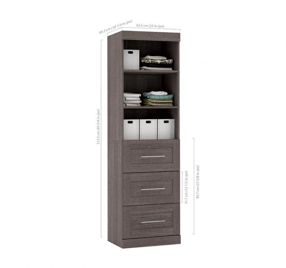 Pur by Bestar 25" Storage Unit with 3-drawer Set